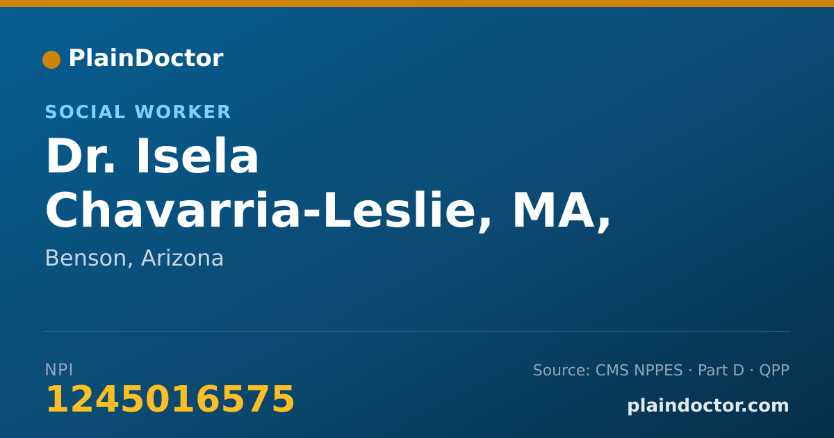 Shareable card for Isela Chavarria-Leslie, MA, MSW - Social Worker, Benson, AZ