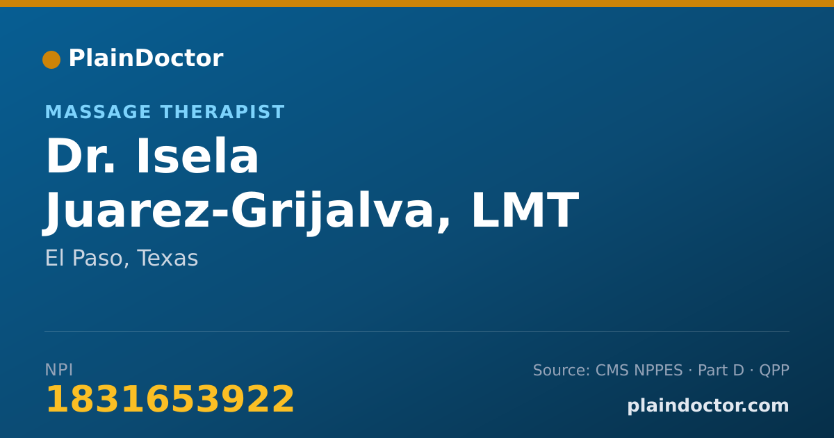Shareable card for Isela Juarez-Grijalva, LMT - Massage Therapist, El Paso, TX