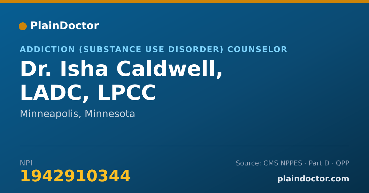 Shareable card for Isha Caldwell, LADC, LPCC - Addiction (Substance Use Disorder) Counselor, Minneapolis, MN