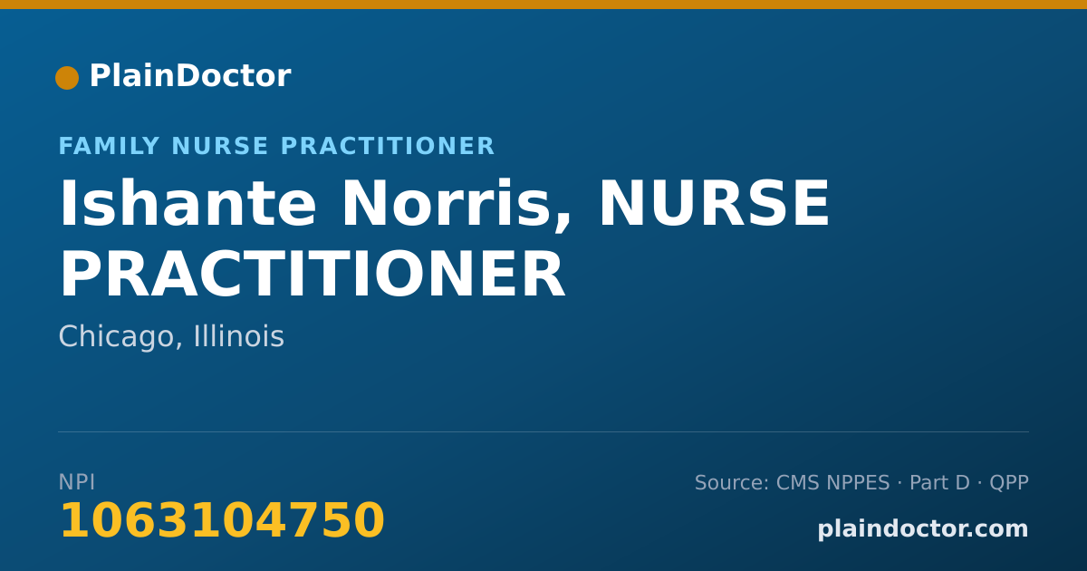 Shareable card for Ishante Norris, NURSE PRACTITIONER - Family Nurse Practitioner, Chicago, IL