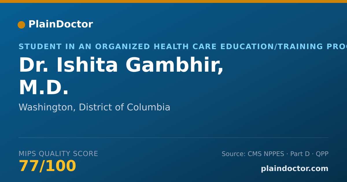 Shareable card for Ishita Gambhir, M.D. - Student in an Organized Health Care Education/Training Program, Washington, DC