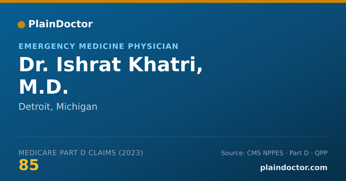 Shareable card for Ishrat Khatri, M.D. - Emergency Medicine Physician, Detroit, MI