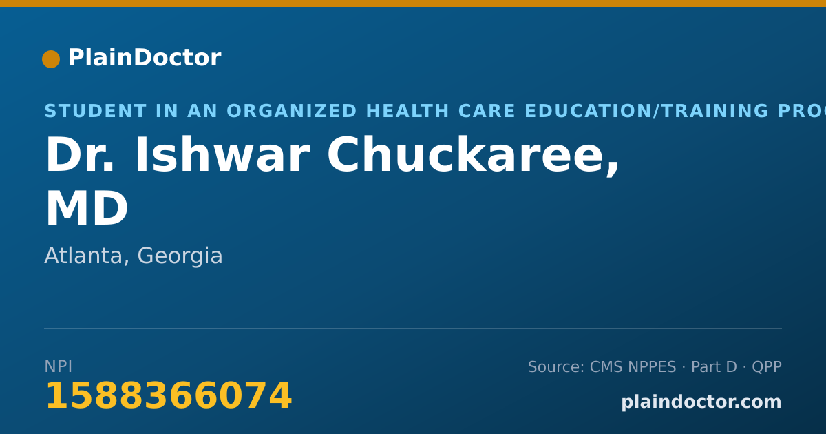 Shareable card for Ishwar Chuckaree, MD - Student in an Organized Health Care Education/Training Program, Atlanta, GA