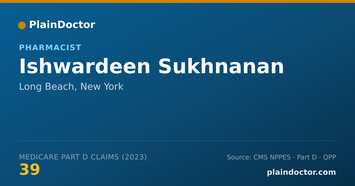Shareable card for Ishwardeen Sukhnanan - Pharmacist, Long Beach, NY