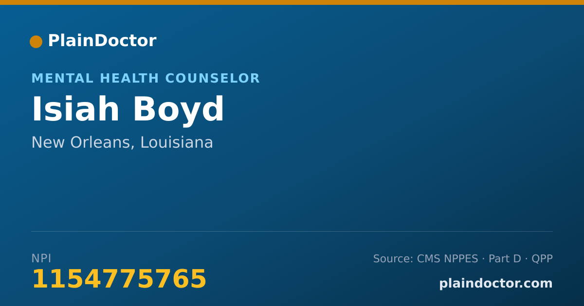Shareable card for Isiah Boyd - Mental Health Counselor, New Orleans, LA