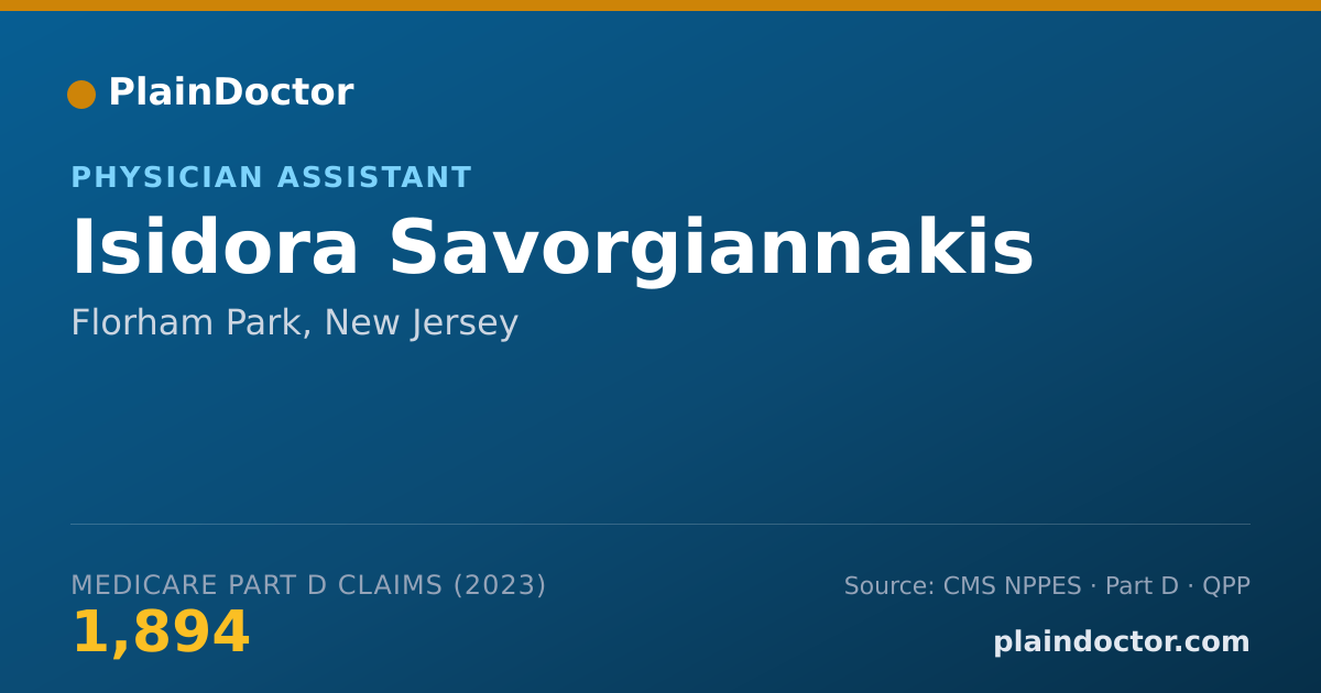 Shareable card for Isidora Savorgiannakis - Physician Assistant, Florham Park, NJ