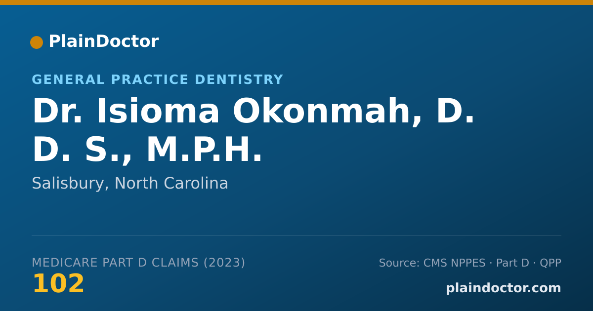 Shareable card for Isioma Okonmah, D. D. S., M.P.H. - General Practice Dentistry, Salisbury, NC