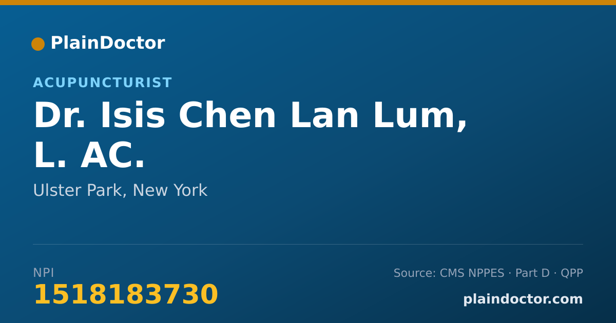Shareable card for Isis Chen Lan Lum, L. AC. - Acupuncturist, Ulster Park, NY