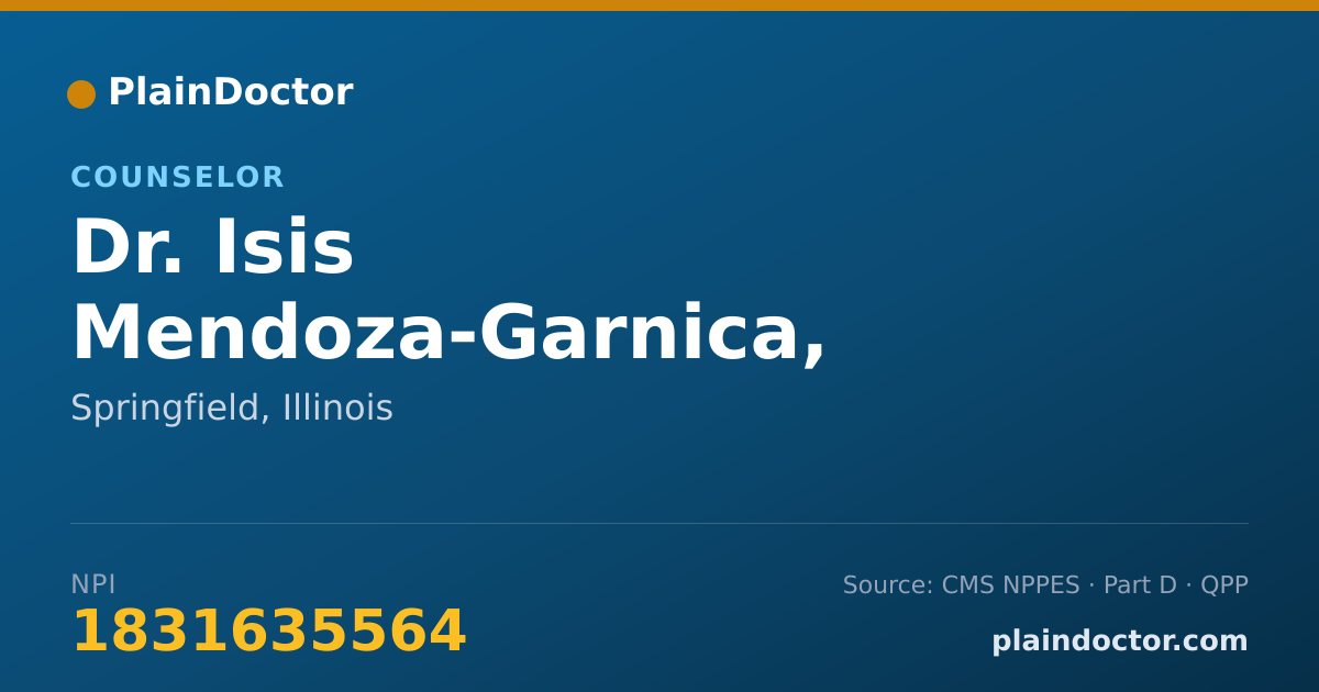 Shareable card for Isis Mendoza-Garnica, L.C.P.C. - Counselor, Springfield, IL