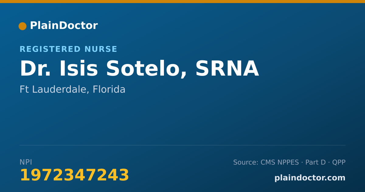 Shareable card for Isis Sotelo, SRNA - Registered Nurse, Ft Lauderdale, FL