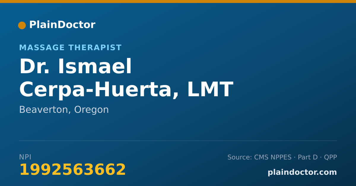 Shareable card for Ismael Cerpa-Huerta, LMT - Massage Therapist, Beaverton, OR