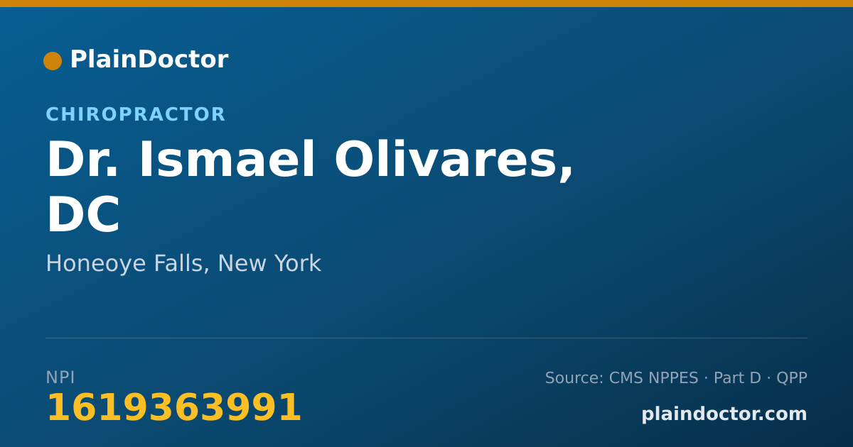 Shareable card for Ismael Olivares, DC - Chiropractor, Honeoye Falls, NY