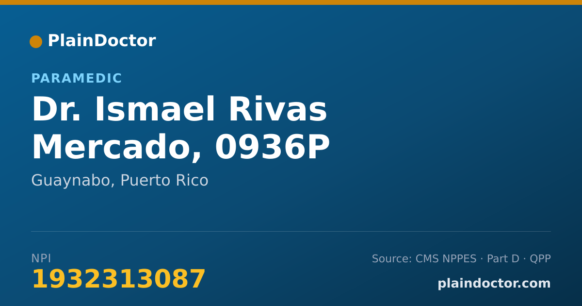 Shareable card for Ismael Rivas Mercado, 0936P - Paramedic, Guaynabo, PR