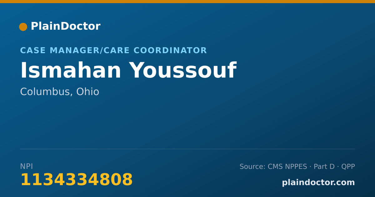 Shareable card for Ismahan Youssouf - Case Manager/Care Coordinator, Columbus, OH