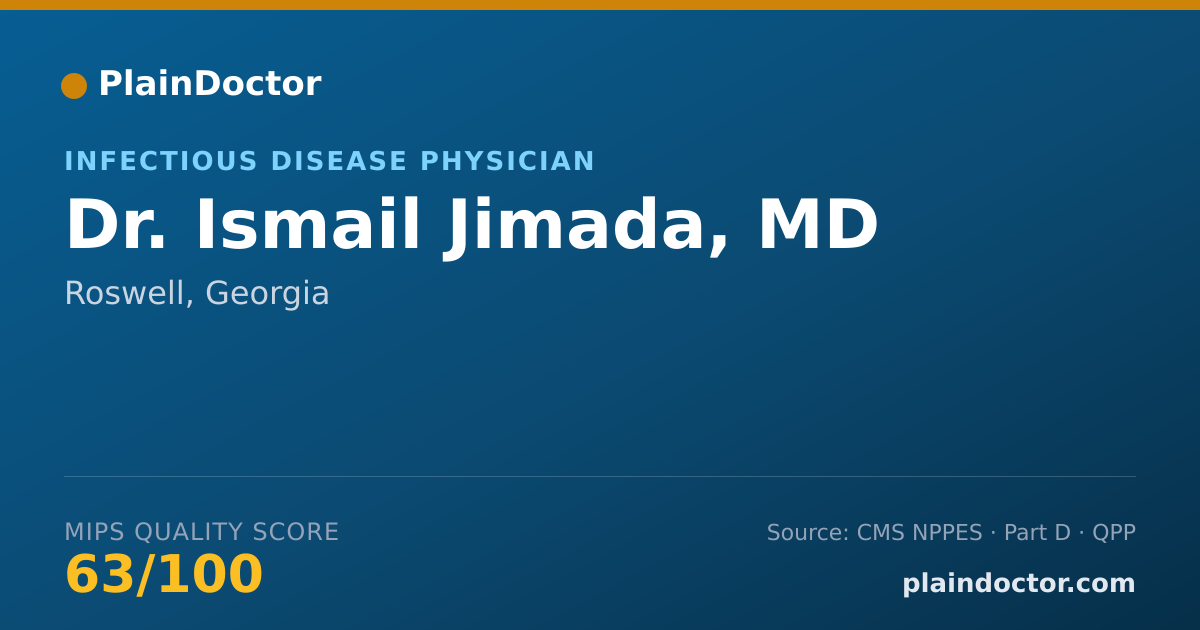 Shareable card for Ismail Jimada, MD - Infectious Disease Physician, Roswell, GA