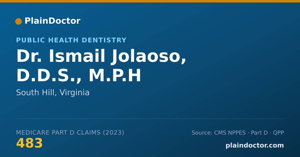 Shareable card for Ismail Jolaoso, D.D.S., M.P.H - Public Health Dentistry, South Hill, VA