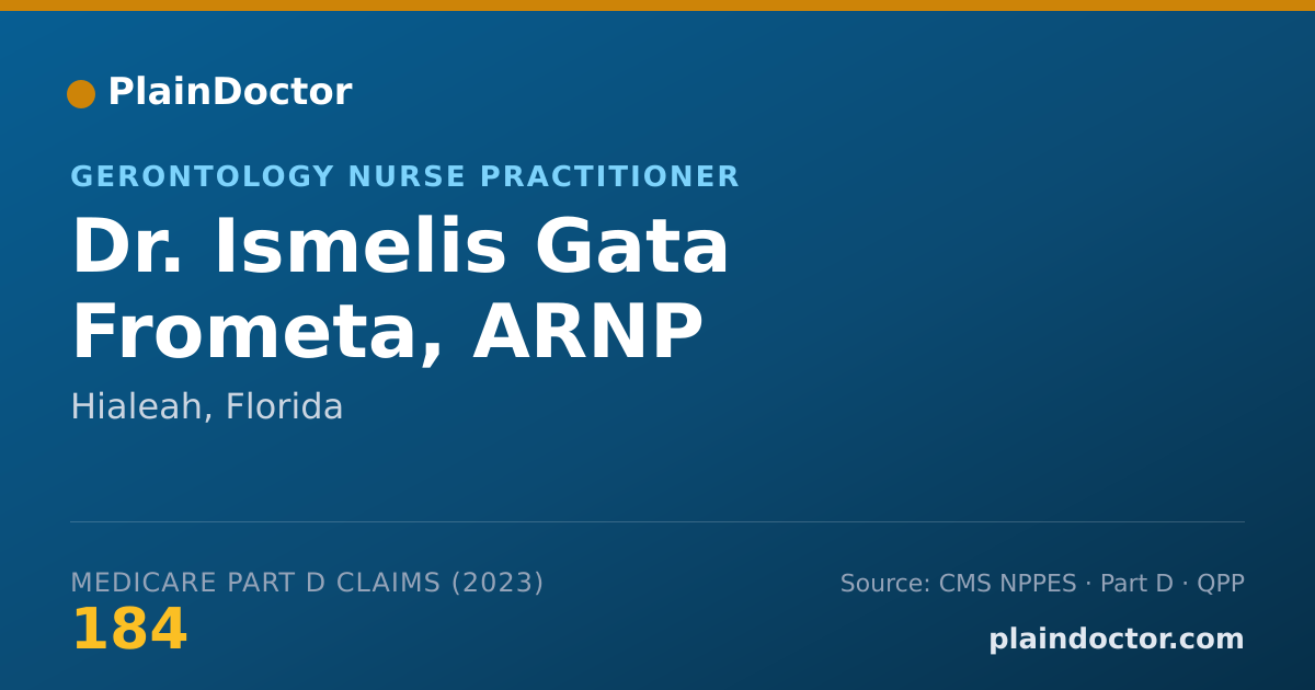 Shareable card for Ismelis Gata Frometa, ARNP - Gerontology Nurse Practitioner, Hialeah, FL
