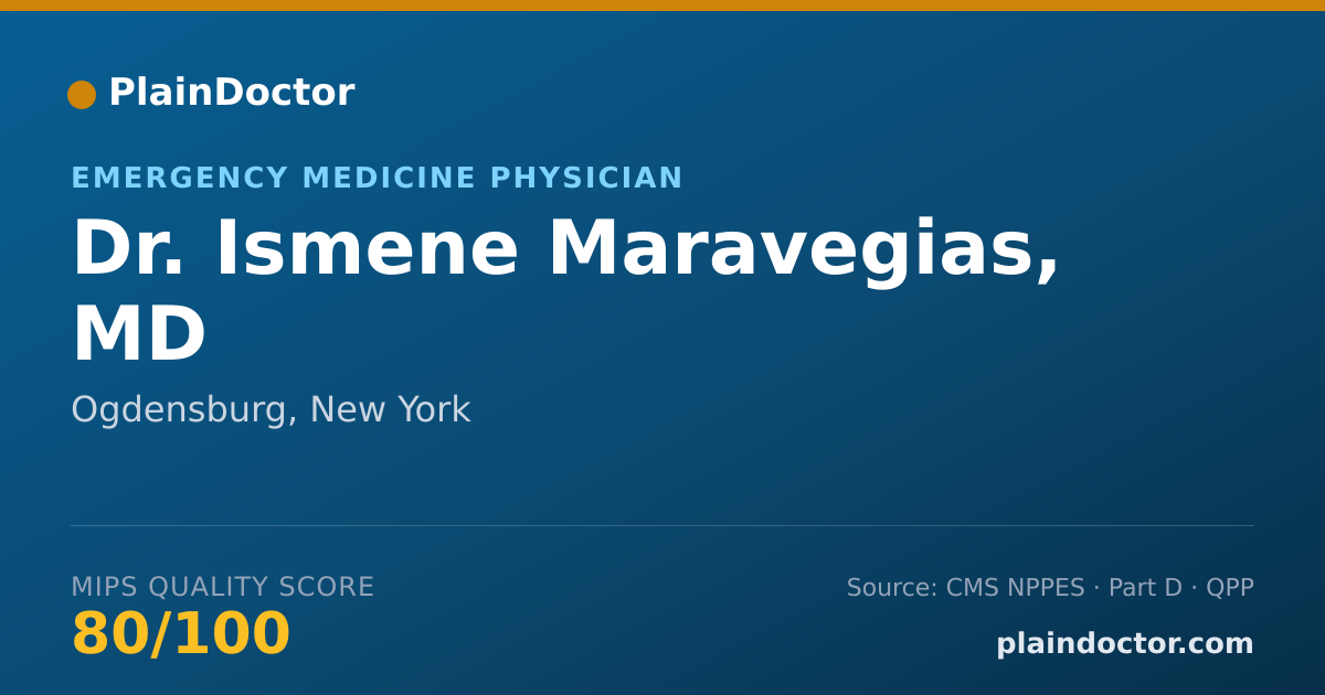 Shareable card for Ismene Maravegias, MD - Emergency Medicine Physician, Ogdensburg, NY
