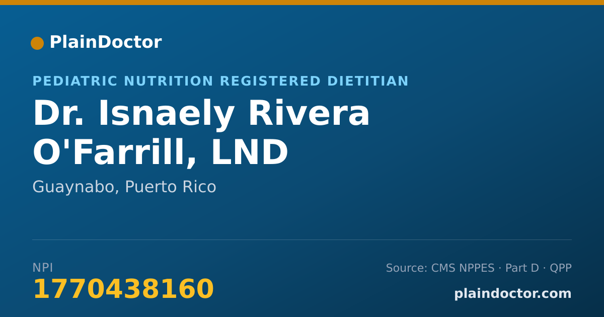 Shareable card for Isnaely Rivera O'Farrill, LND - Pediatric Nutrition Registered Dietitian, Guaynabo, PR