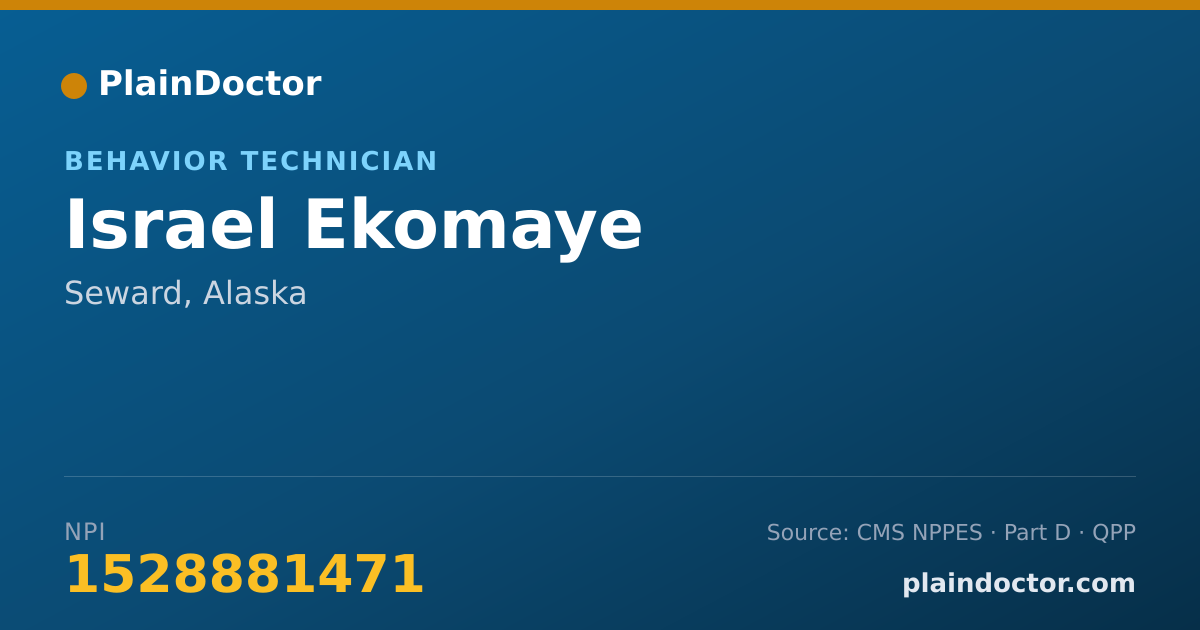 Shareable card for Israel Ekomaye - Behavior Technician, Seward, AK