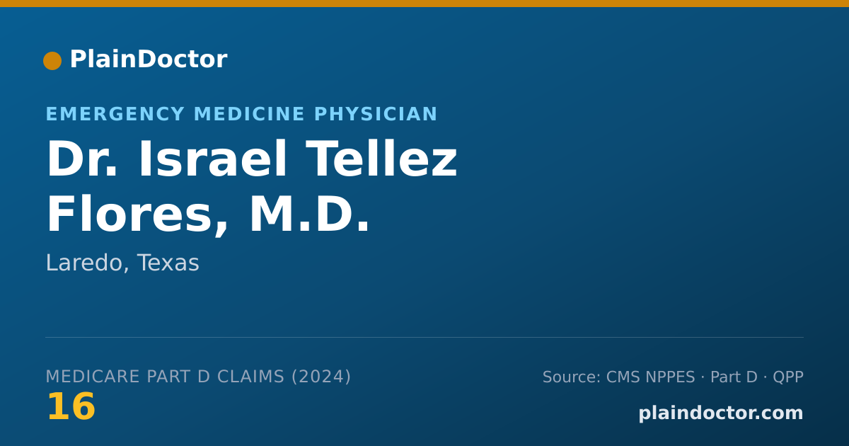 Shareable card for Israel Tellez Flores, M.D. - Emergency Medicine Physician, Laredo, TX