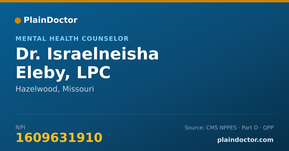 Shareable card for Israelneisha Eleby, LPC - Mental Health Counselor, Hazelwood, MO