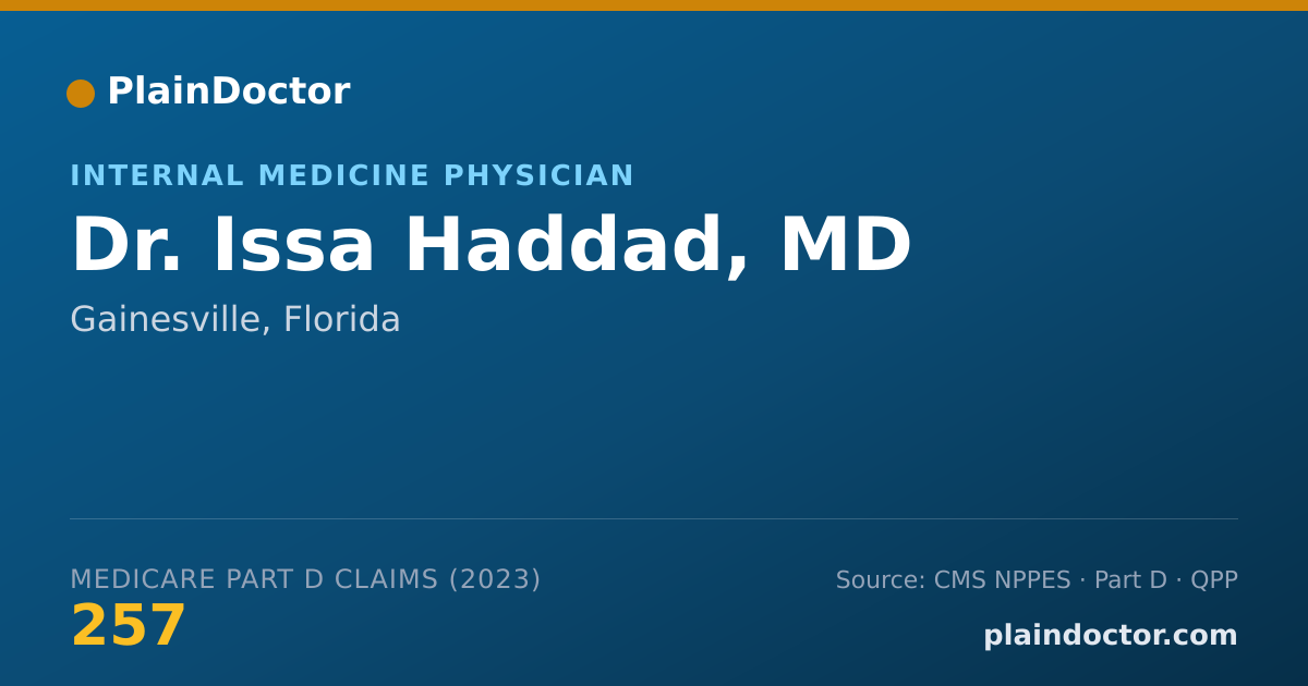 Shareable card for Issa Haddad, MD - Internal Medicine Physician, Gainesville, FL