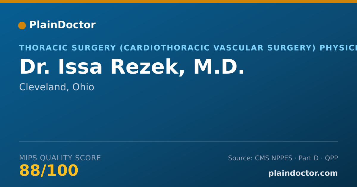 Shareable card for Issa Rezek, M.D. - Thoracic Surgery (Cardiothoracic Vascular Surgery) Physician, Cleveland, OH