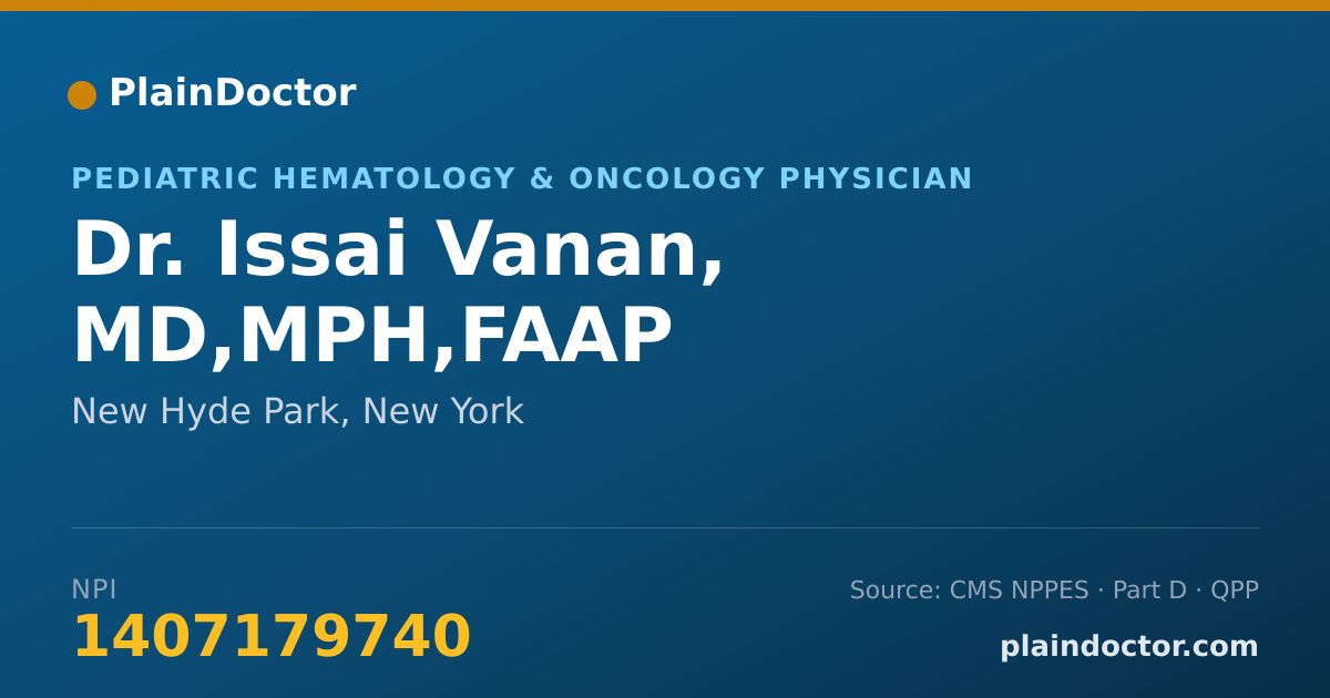 Shareable card for Issai Vanan, MD,MPH,FAAP - Pediatric Hematology & Oncology Physician, New Hyde Park, NY