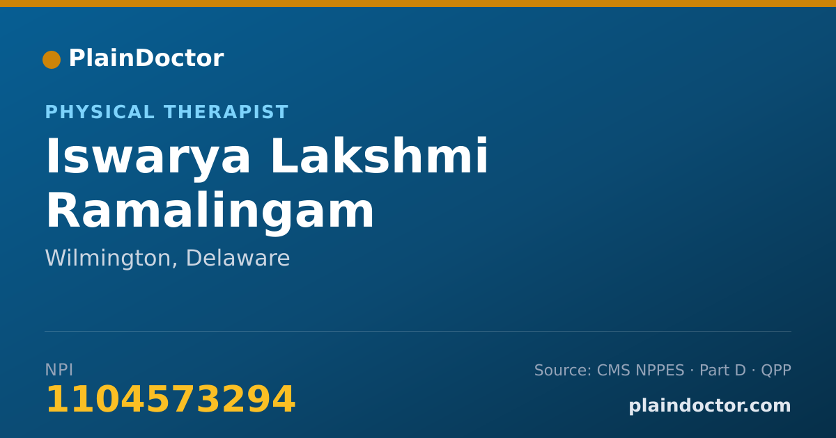 Shareable card for Iswarya Lakshmi Ramalingam - Physical Therapist, Wilmington, DE