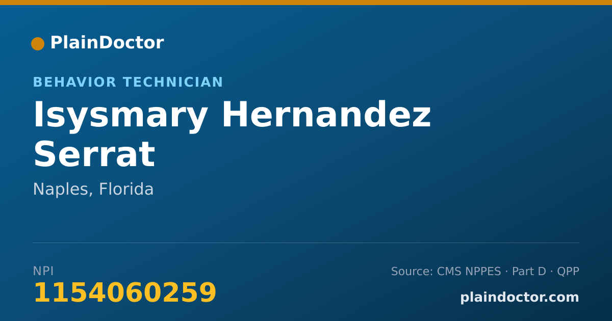 Shareable card for Isysmary Hernandez Serrat - Behavior Technician, Naples, FL