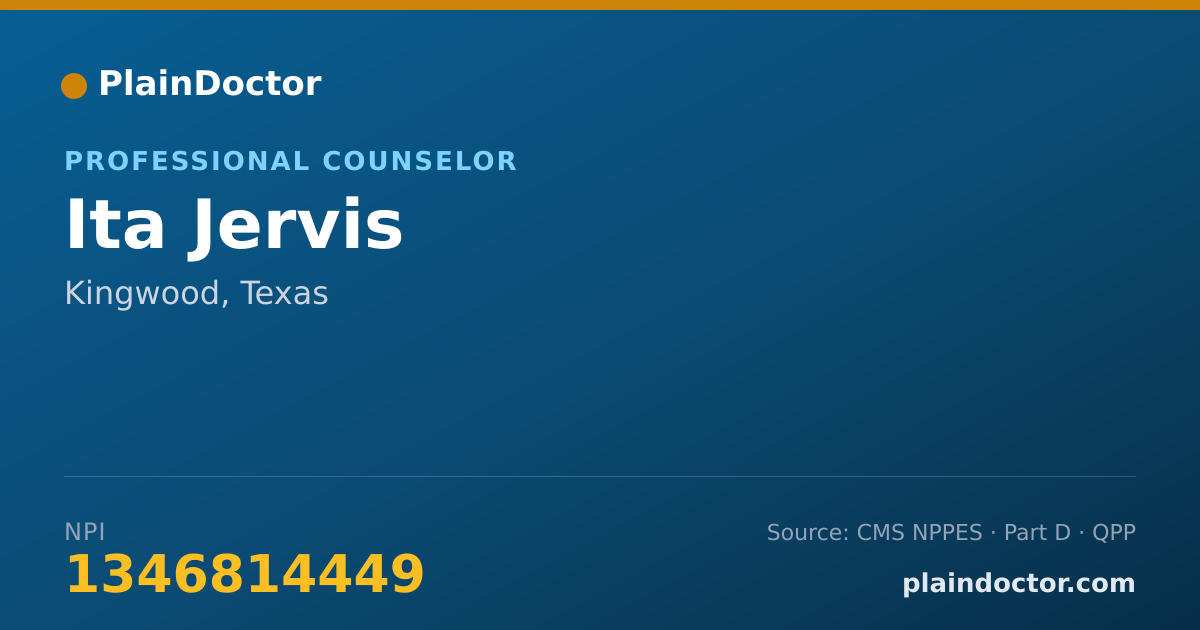 Shareable card for Ita Jervis - Professional Counselor, Kingwood, TX