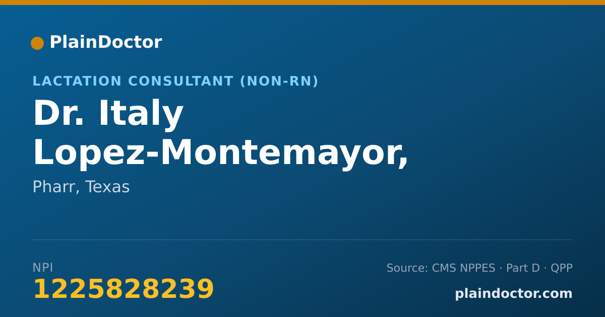 Shareable card for Italy Lopez-Montemayor, IBCLC - Lactation Consultant (Non-RN), Pharr, TX