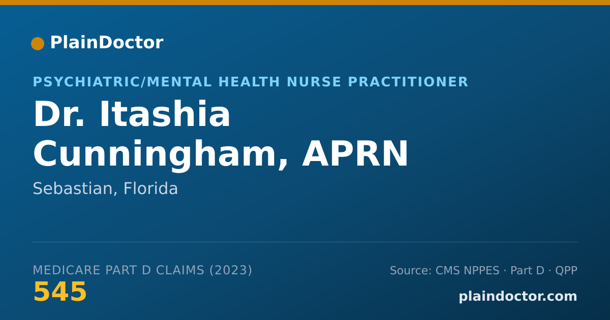 Shareable card for Itashia Cunningham, APRN - Psychiatric/Mental Health Nurse Practitioner, Sebastian, FL