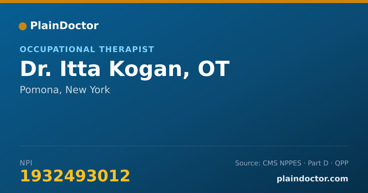 Shareable card for Itta Kogan, OT - Occupational Therapist, Pomona, NY