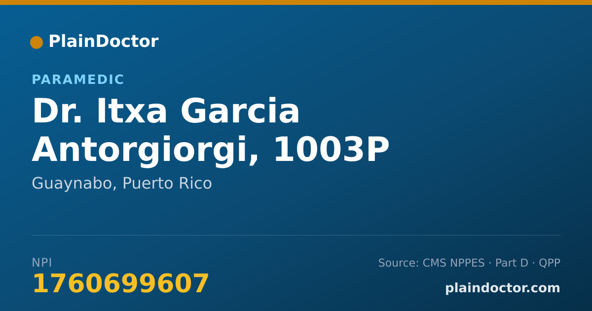 Shareable card for Itxa Garcia Antorgiorgi, 1003P - Paramedic, Guaynabo, PR