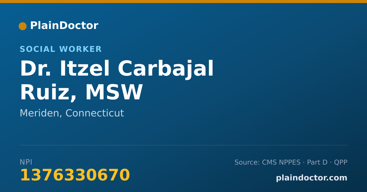 Shareable card for Itzel Carbajal Ruiz, MSW - Social Worker, Meriden, CT
