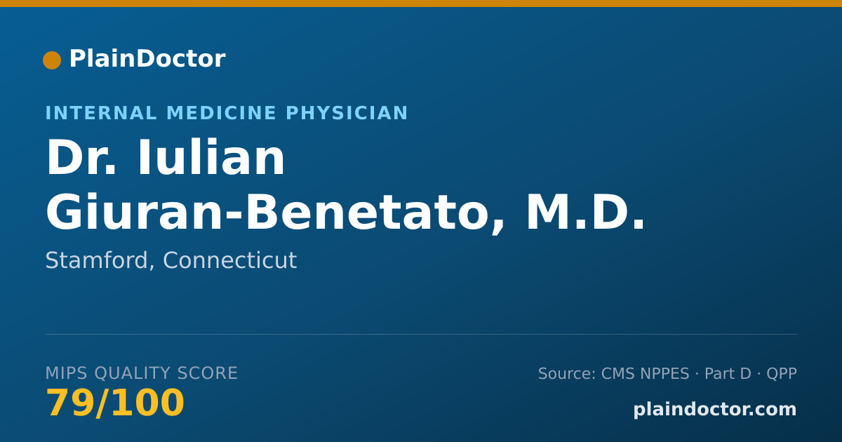 Shareable card for Iulian Giuran-Benetato, M.D. - Internal Medicine Physician, Stamford, CT