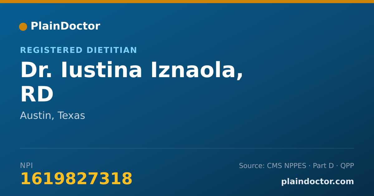 Shareable card for Iustina Iznaola, RD - Registered Dietitian, Austin, TX