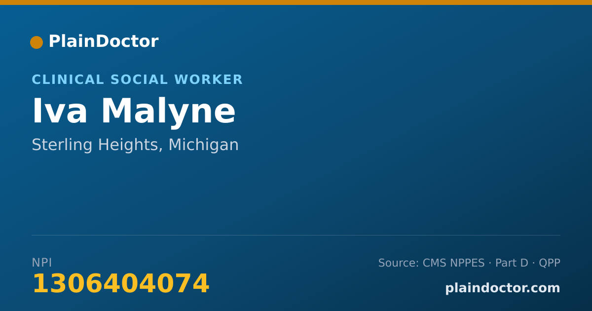 Shareable card for Iva Malyne - Clinical Social Worker, Sterling Heights, MI