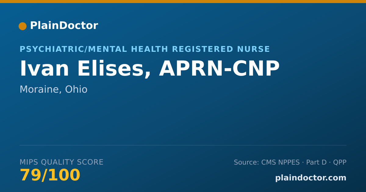 Shareable card for Ivan Elises, APRN-CNP - Psychiatric/Mental Health Registered Nurse, Moraine, OH