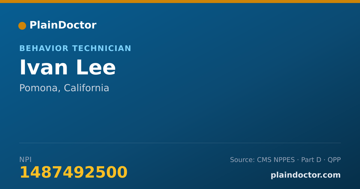 Shareable card for Ivan Lee - Behavior Technician, Pomona, CA