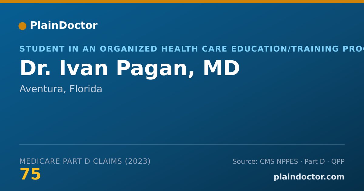 Shareable card for Ivan Pagan, MD - Student in an Organized Health Care Education/Training Program, Aventura, FL