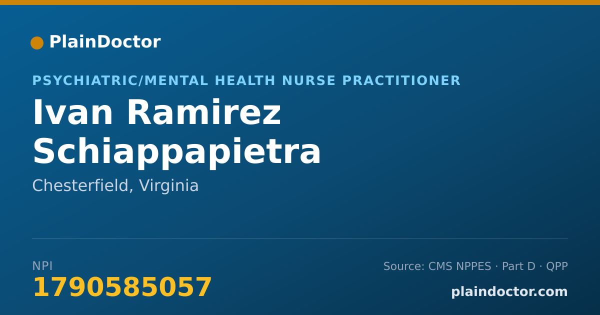 Shareable card for Ivan Ramirez Schiappapietra - Psychiatric/Mental Health Nurse Practitioner, Chesterfield, VA