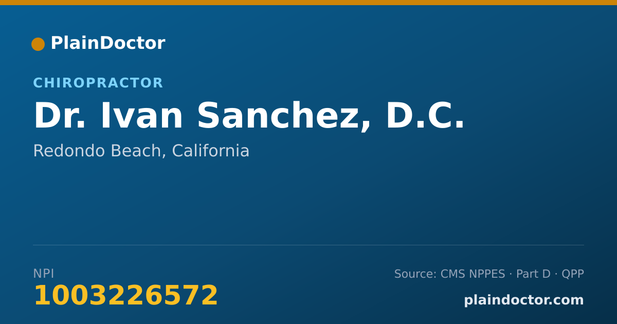 Shareable card for Ivan Sanchez, D.C. - Chiropractor, Redondo Beach, CA