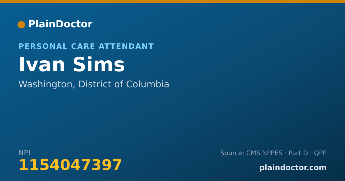 Shareable card for Ivan Sims - Personal Care Attendant, Washington, DC