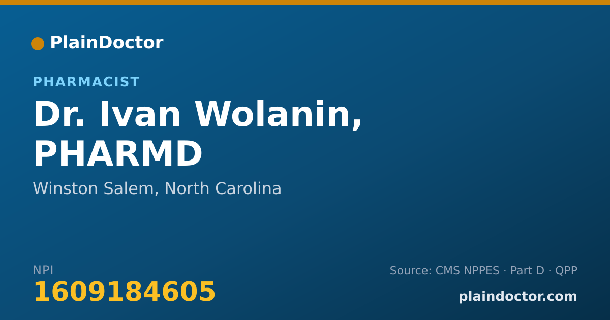 Shareable card for Ivan Wolanin, PHARMD - Pharmacist, Winston Salem, NC