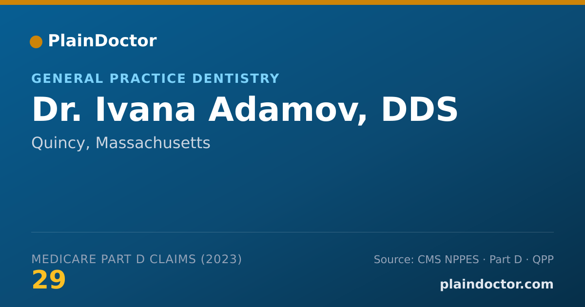 Shareable card for Ivana Adamov, DDS - General Practice Dentistry, Quincy, MA
