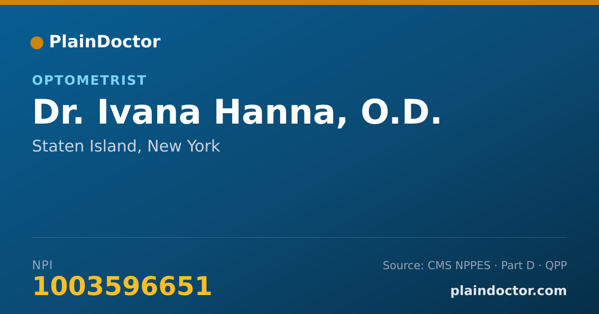 Shareable card for Ivana Hanna, O.D. - Optometrist, Staten Island, NY
