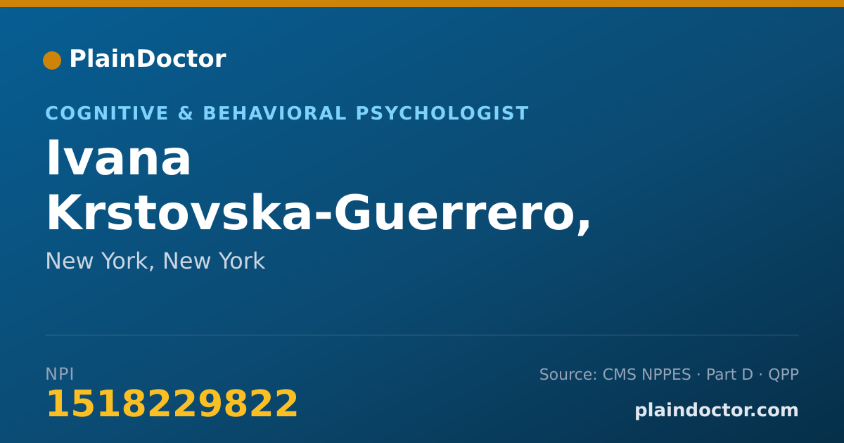 Shareable card for Ivana Krstovska-Guerrero, BCBA - Cognitive & Behavioral Psychologist, New York, NY
